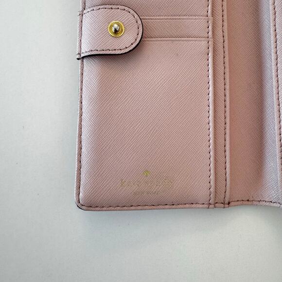Kate Spade Stacy Large Slim Bifold Saffiano Leather Wallet Light Pink - Picture 9 of 14